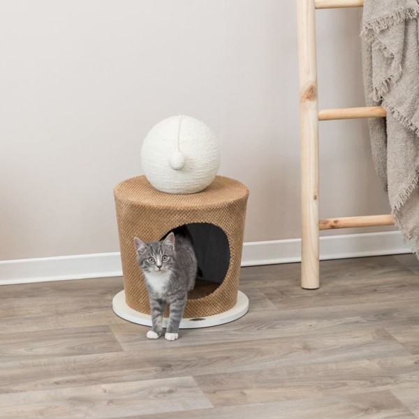 TRIXIE Cueva de peluche para gatos bola para rascar gris taupe TRIXIE Cueva de peluche para gatos bola para rascar gris taupe