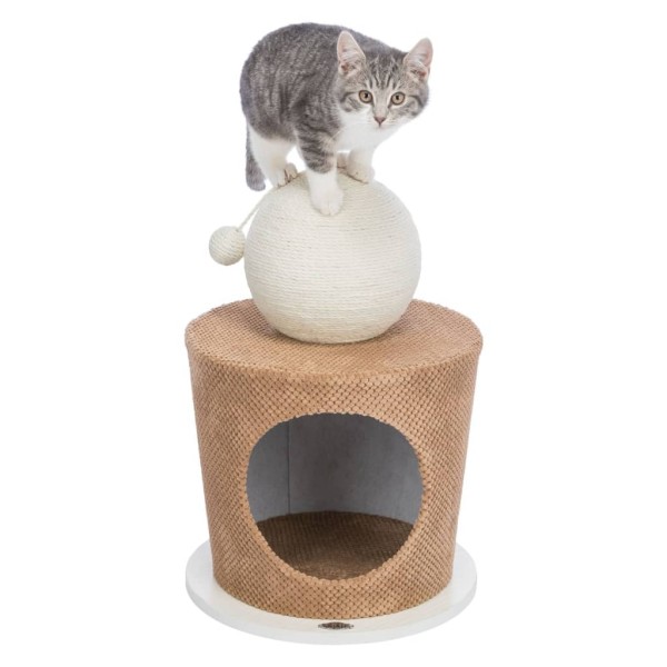 TRIXIE Cueva de peluche para gatos bola para rascar gris taupe TRIXIE Cueva de peluche para gatos bola para rascar gris taupe