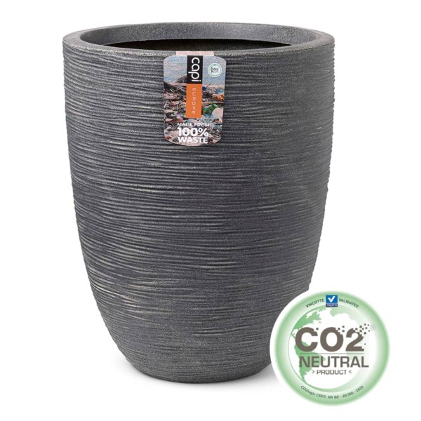 Capi Macetero bajo elegante Waste Rib gris 34x46 cm Capi Macetero bajo elegante Waste Rib gris 34x46 cm