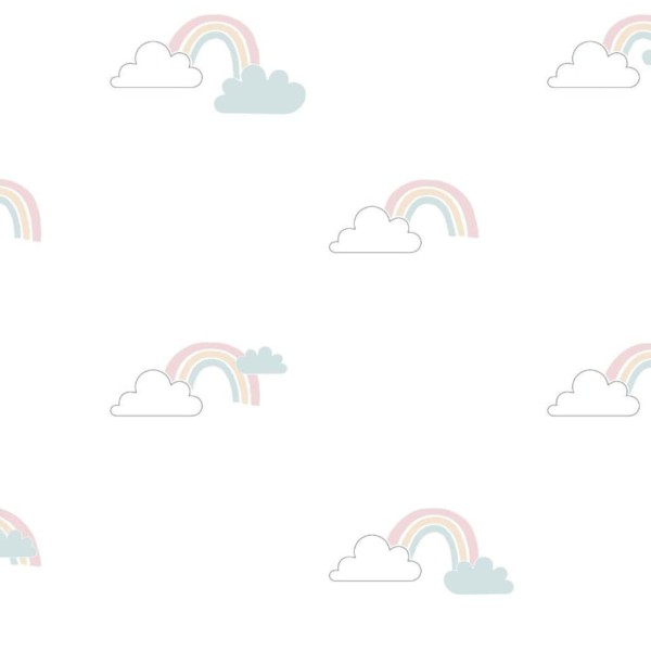 Noordwand Papel pintado Mondo baby Clouds blanco, azul y rosa Noordwand Papel pintado Mondo baby Clouds blanco, azul y rosa