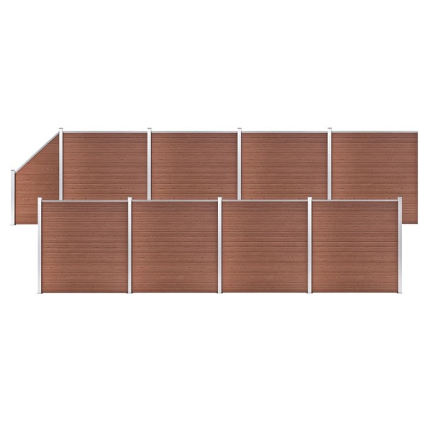 Set de valla 8 cuadradas + 1 oblicua WPC marrón 1484x186 cm Set de valla 8 cuadradas + 1 oblicua WPC marrón 1484x186 cm