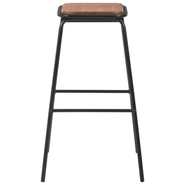 Taburetes de cocina 6 uds madera maciza de pino y acero negro Taburetes de cocina 6 uds madera maciza de pino y acero negro