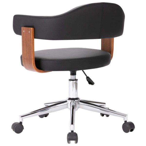 Sillas de comedor giratorias 6 uds madera curvada y cuero negro Sillas de comedor giratorias 6 uds madera curvada y cuero negro