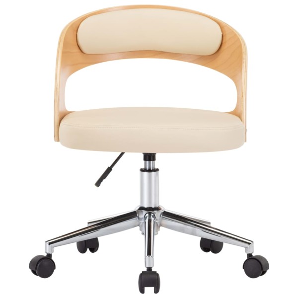 Sillas de comedor giratorias 4 uds madera curvada cuero crema Sillas de comedor giratorias 4 uds madera curvada cuero crema