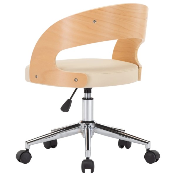 Sillas de comedor giratorias 4 uds madera curvada cuero crema Sillas de comedor giratorias 4 uds madera curvada cuero crema