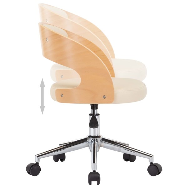 Sillas de comedor giratorias 4 uds madera curvada cuero crema Sillas de comedor giratorias 4 uds madera curvada cuero crema