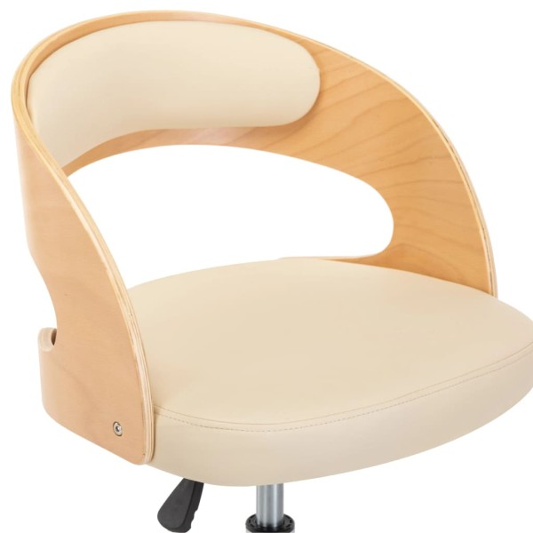 Sillas de comedor giratorias 4 uds madera curvada cuero crema Sillas de comedor giratorias 4 uds madera curvada cuero crema