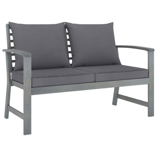 Muebles de jardín 5 pzas cojines gris madera maciza de acacia Muebles de jardín 5 pzas cojines gris madera maciza de acacia