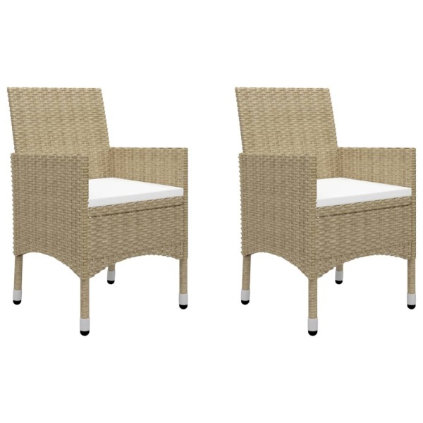 Set de bistró de jardín 3 pzas ratán PE vidrio templado beige Set de bistró de jardín 3 pzas ratán PE vidrio templado beige