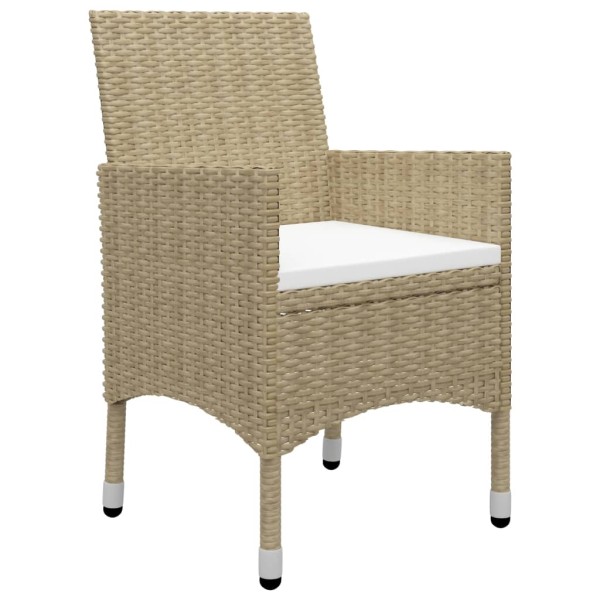 Set de bistró de jardín 3 pzas ratán PE vidrio templado beige Set de bistró de jardín 3 pzas ratán PE vidrio templado beige