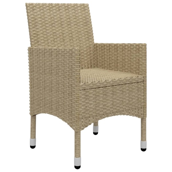 Set de bistró de jardín 3 pzas ratán PE vidrio templado beige Set de bistró de jardín 3 pzas ratán PE vidrio templado beige
