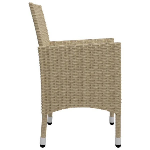 Set de bistró de jardín 3 pzas ratán PE vidrio templado beige Set de bistró de jardín 3 pzas ratán PE vidrio templado beige
