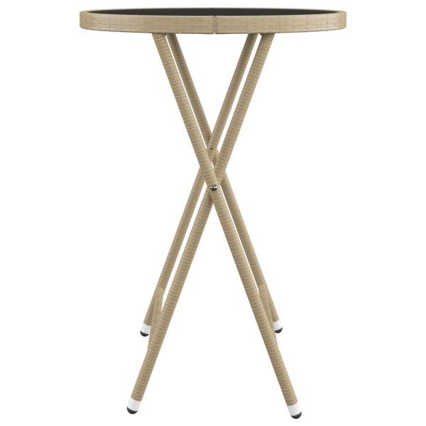 Set de bistró de jardín 3 pzas ratán PE vidrio templado beige Set de bistró de jardín 3 pzas ratán PE vidrio templado beige