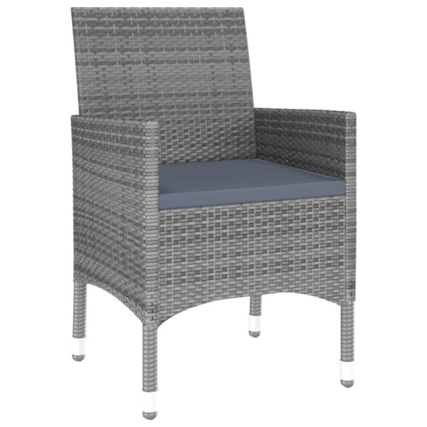 Juego de comedor de jardín 3 piezas ratán sintético gris