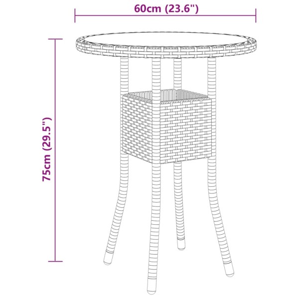 Juego de comedor de jardín 3 piezas ratán sintético gris
