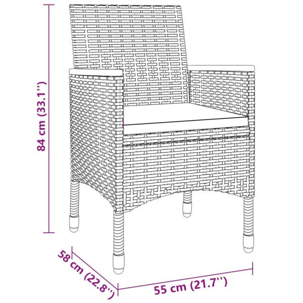 Set de comedor de jardín 5 pzas ratán sintético vidrio gris Set de comedor de jardín 5 pzas ratán sintético vidrio gris
