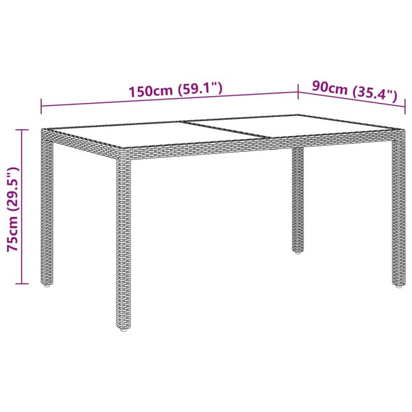 Set de comedor de jardín 5 pzas ratán sintético vidrio gris Set de comedor de jardín 5 pzas ratán sintético vidrio gris