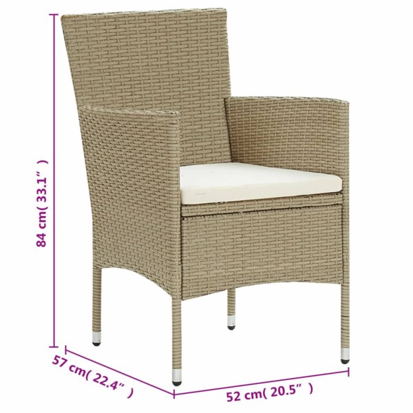 Juego de comedor de jardín de 11 piezas ratán sintético beige