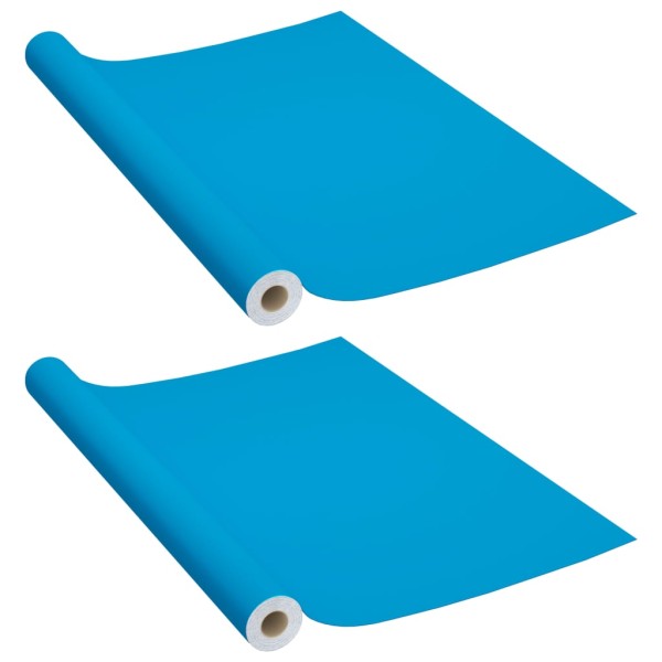 Láminas autoadhesivas muebles 2 uds PVC azul celeste 500x90 cm Láminas autoadhesivas muebles 2 uds PVC azul celeste 500x90 cm