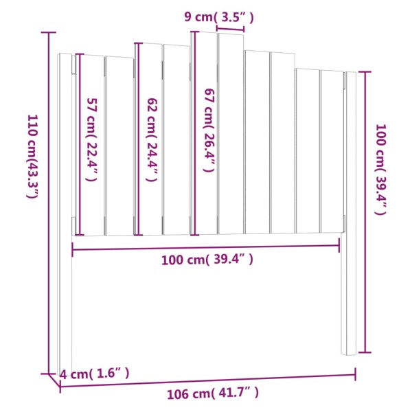 Cabecero de cama madera maciza de pino 106x4x110 cm