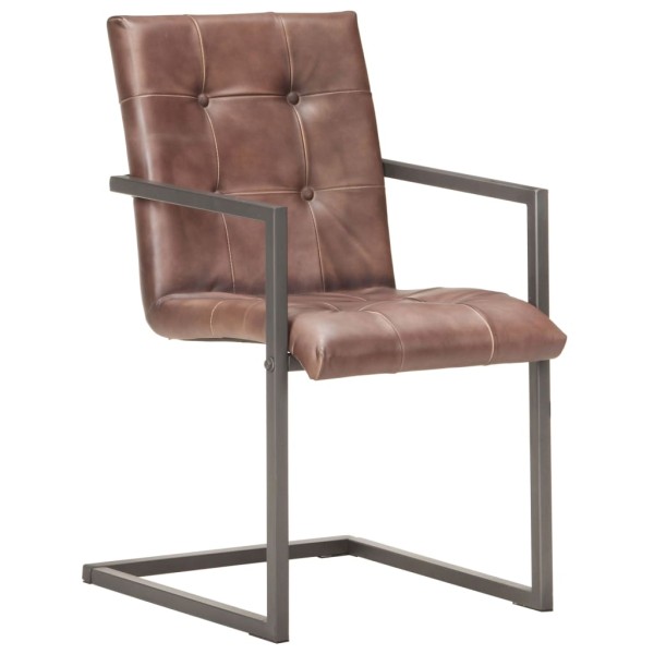 Silla voladiza comedor 6 uds cuero auténtico marrón envejecido Silla voladiza comedor 6 uds cuero auténtico marrón envejecido