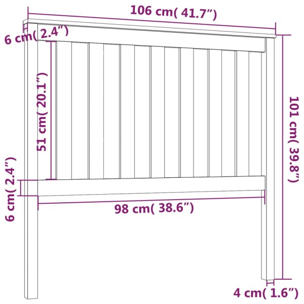 Cabecero de cama madera maciza de pino blanco 106x6x101 cm Cabecero de cama madera maciza de pino blanco 106x6x101 cm
