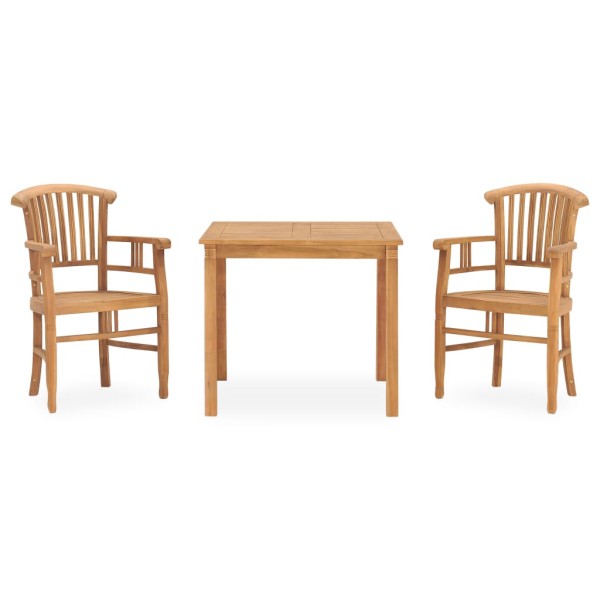 Juego de comedor de jardín 3 piezas madera maciza de teca Juego de comedor de jardín 3 piezas madera maciza de teca