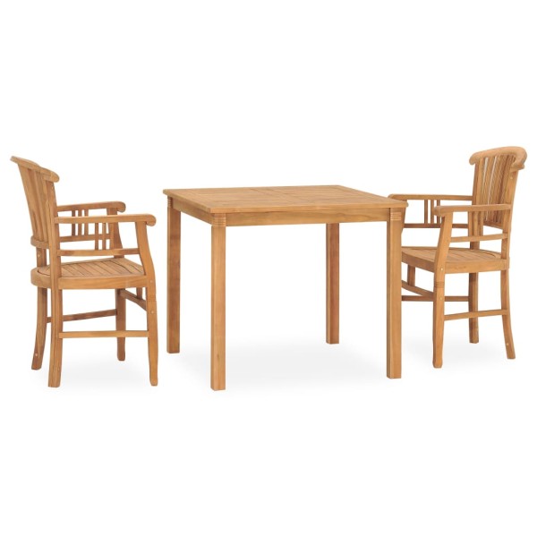 Juego de comedor de jardín 3 piezas madera maciza de teca Juego de comedor de jardín 3 piezas madera maciza de teca