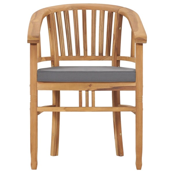 Set de comedor de jardín 5 pzas y cojines madera maciza de teca