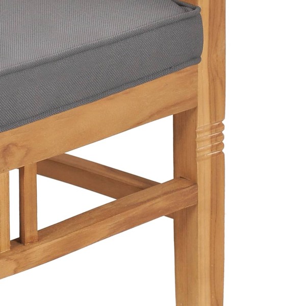 Set de comedor de jardín 5 pzas y cojines madera maciza de teca
