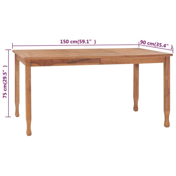 Set de comedor de jardín 5 pzas y cojines madera maciza de teca