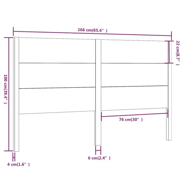 Cabecero madera maciza de pino 166x4x100 cm Cabecero madera maciza de pino 166x4x100 cm