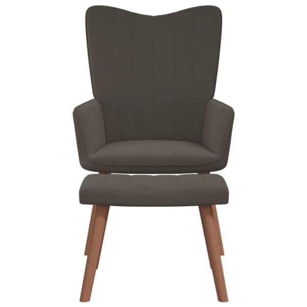 Sillón de relax con taburete terciopelo gris oscuro Sillón de relax con taburete terciopelo gris oscuro