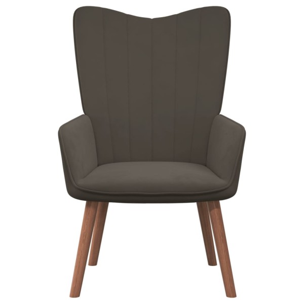 Sillón de relax con taburete terciopelo gris oscuro Sillón de relax con taburete terciopelo gris oscuro