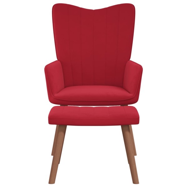 Sillón de relax con taburete terciopelo rojo tinto Sillón de relax con taburete terciopelo rojo tinto