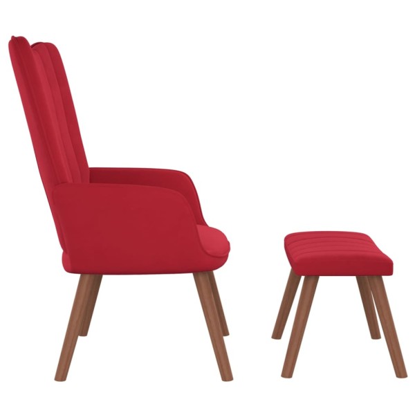 Sillón de relax con taburete terciopelo rojo tinto Sillón de relax con taburete terciopelo rojo tinto
