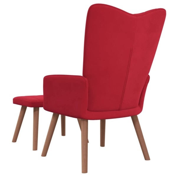 Sillón de relax con taburete terciopelo rojo tinto Sillón de relax con taburete terciopelo rojo tinto