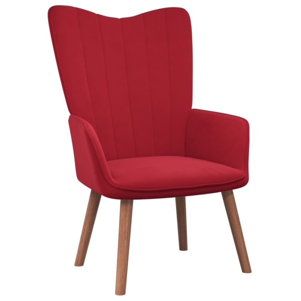 Sillón de relax con taburete terciopelo rojo tinto Sillón de relax con taburete terciopelo rojo tinto