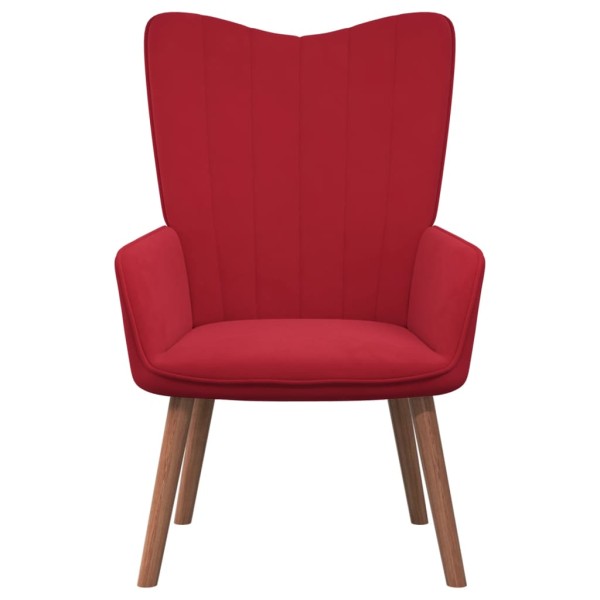 Sillón de relax con taburete terciopelo rojo tinto Sillón de relax con taburete terciopelo rojo tinto