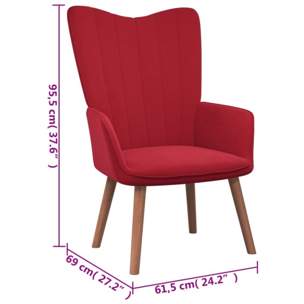 Sillón de relax con taburete terciopelo rojo tinto Sillón de relax con taburete terciopelo rojo tinto