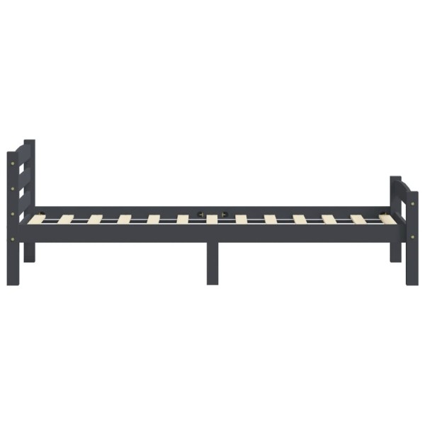 Estructura de cama madera maciza pino gris oscuro 90x200 cm Estructura de cama madera maciza pino gris oscuro 90x200 cm