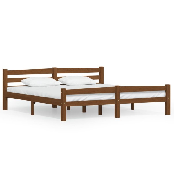 Estructura de cama madera maciza pino marrón miel 180x200 cm Estructura de cama madera maciza pino marrón miel 180x200 cm