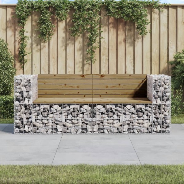 Banco jardín con gaviones madera pino impregnada 184x71x65,5 cm Banco jardín con gaviones madera pino impregnada 184x71x65,5 cm