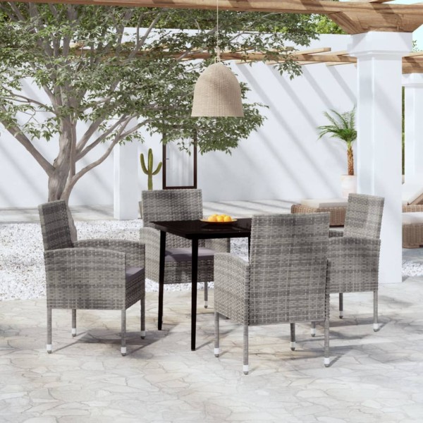 Juego de comedor de jardín 5 piezas gris antracita Juego de comedor de jardín 5 piezas gris antracita
