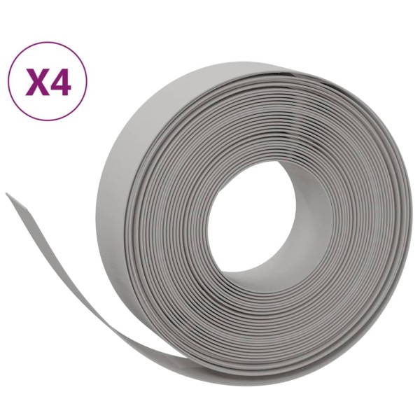 Borduras de jardín 4 uds polietileno gris 10 m 15 cm Borduras de jardín 4 uds polietileno gris 10 m 15 cm