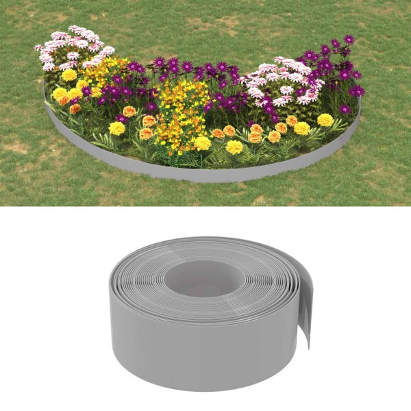 Borduras de jardín 4 uds polietileno gris 10 m 20 cm Borduras de jardín 4 uds polietileno gris 10 m 20 cm