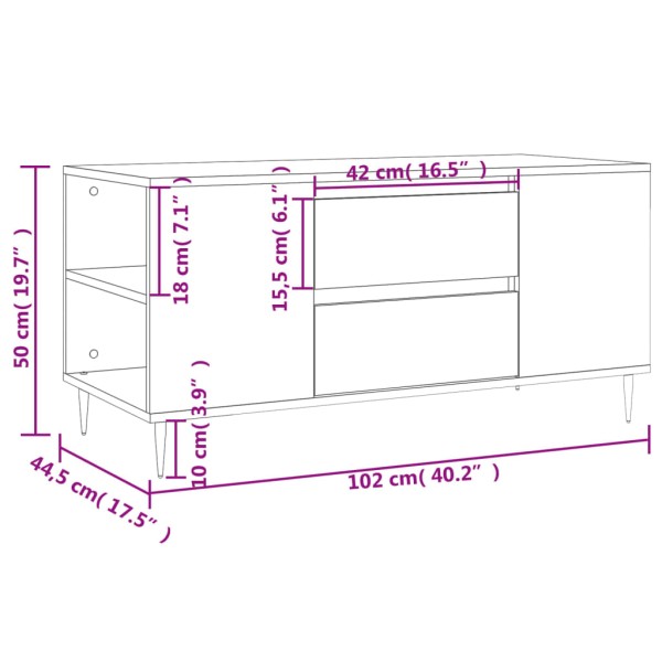 Mesa de centro madera de ingeniería marrón roble 102x44,5x50 cm Mesa de centro madera de ingeniería marrón roble 102x44,5x50 cm