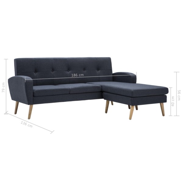 Sofá con forma de L tapizado de tela gris oscuro 186x136x79 cm Sofá con forma de L tapizado de tela gris oscuro 186x136x79 cm