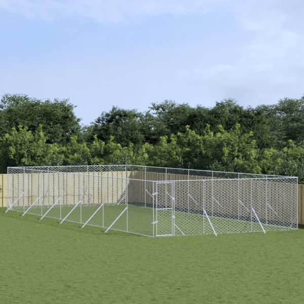 Perrera de exterior acero galvanizado plateado 6x14x2 m Perrera de exterior acero galvanizado plateado 6x14x2 m