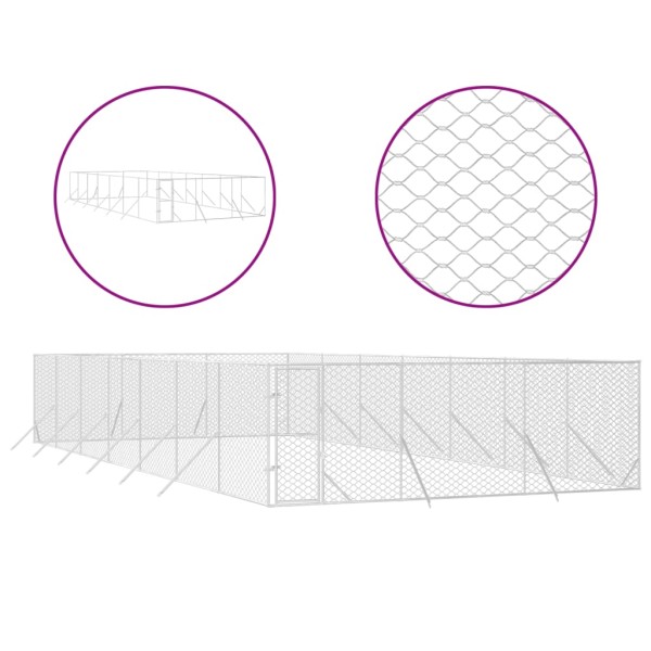 Perrera de exterior acero galvanizado plateado 6x14x2 m Perrera de exterior acero galvanizado plateado 6x14x2 m